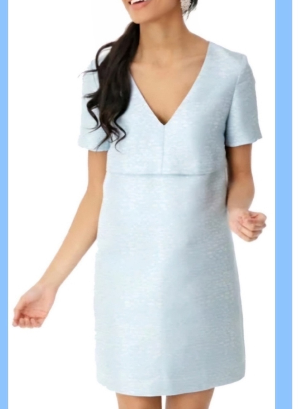 Tuckernuck Light Blue V-Neck Short Sleeve Mini Dress